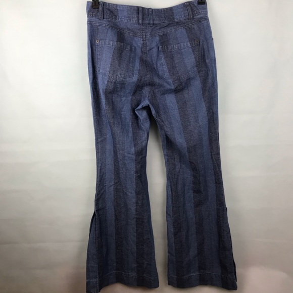 🆕 Macy's Striped Wide leg side slit jeans - Picture 7 of 8